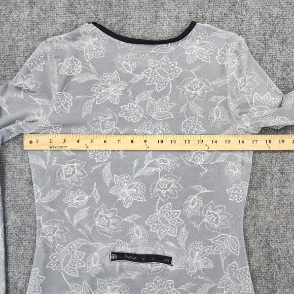 Hang Ten Rash Guard Womens Small Gray Floral Long Sleeve Stretch Zip Pocket Surf - Picture 4 of 16